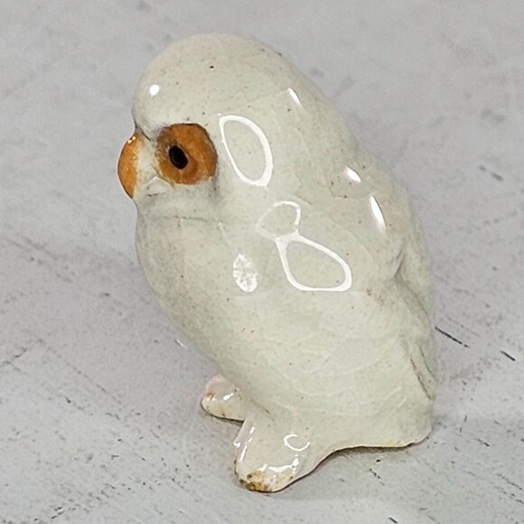 Hagen Renaker Baby Snowy Owl Miniature Figurine Orange Eye Variation - Picture 2 of 12